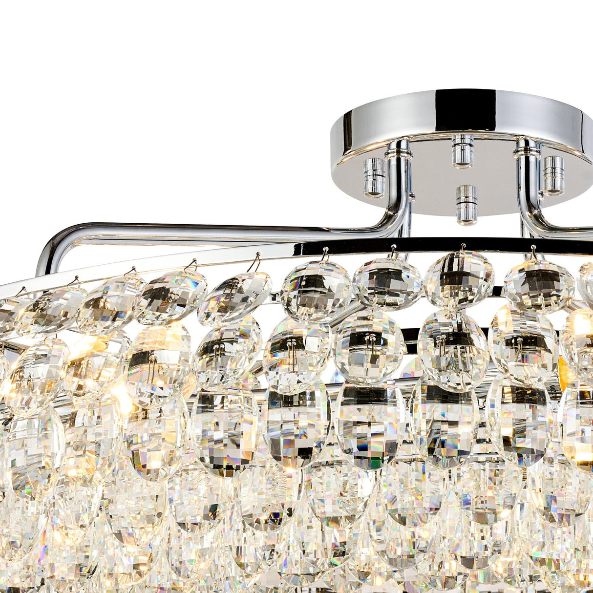 Coniston 18 Light Ring Crystal Semi-Flush Ceiling Light - Polished Chrome
