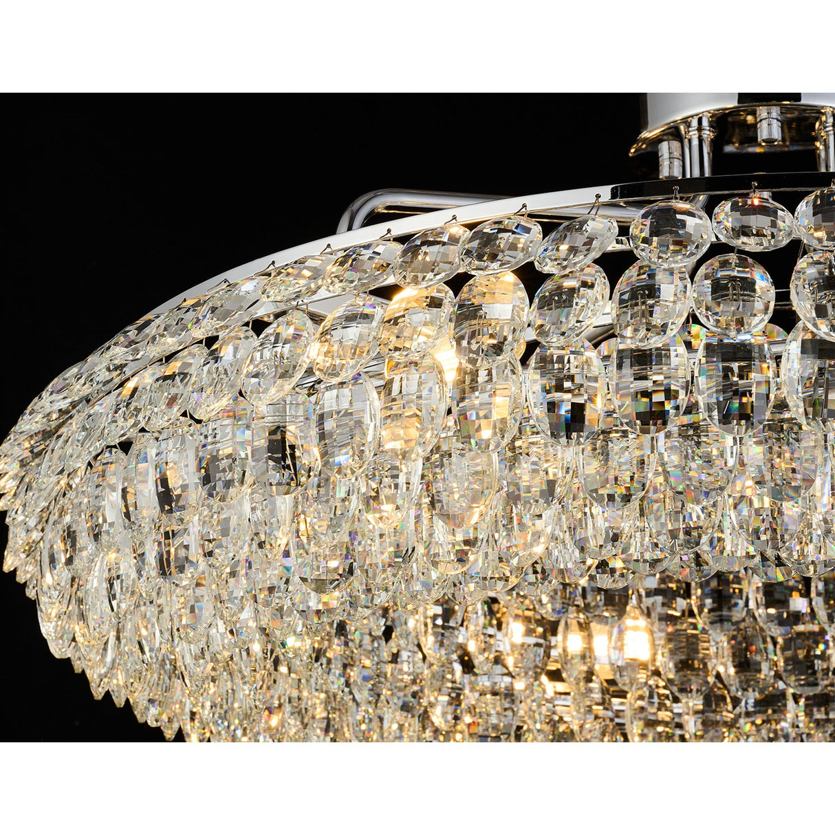 Coniston 18 Light Ring Crystal Semi-Flush Ceiling Light - Polished Chrome