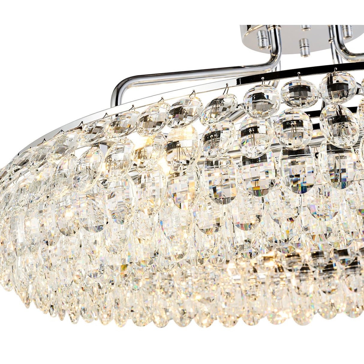 Coniston 18 Light Ring Crystal Semi-Flush Ceiling Light - Polished Chrome