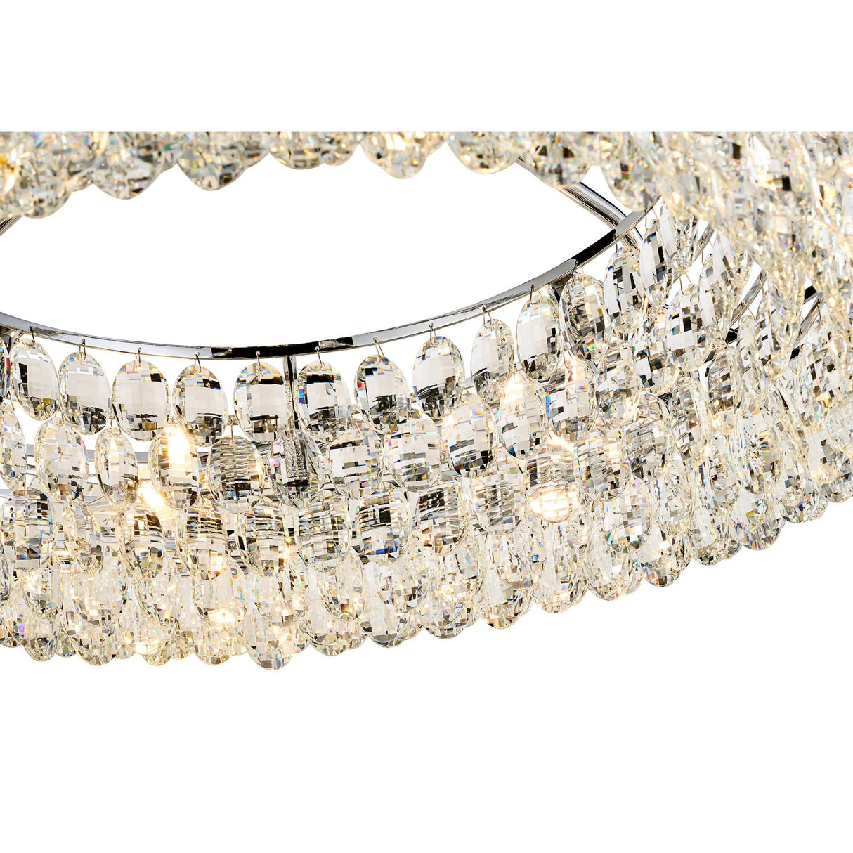 Coniston 18 Light Ring Crystal Semi-Flush Ceiling Light - Polished Chrome