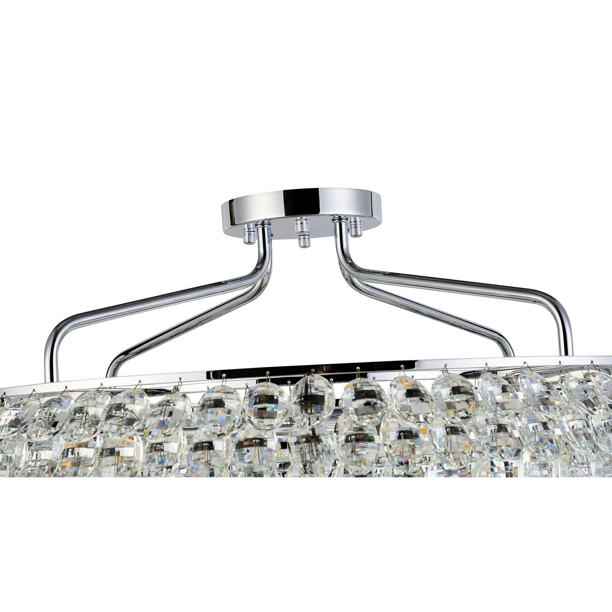 Coniston 18 Light Ring Crystal Semi-Flush Ceiling Light - Polished Chrome
