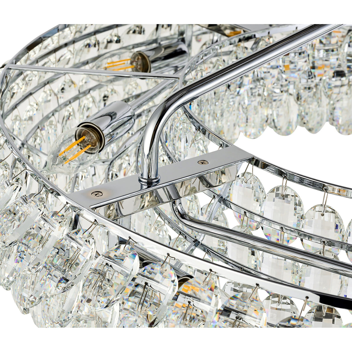 Coniston 18 Light Ring Crystal Semi-Flush Ceiling Light - Polished Chrome