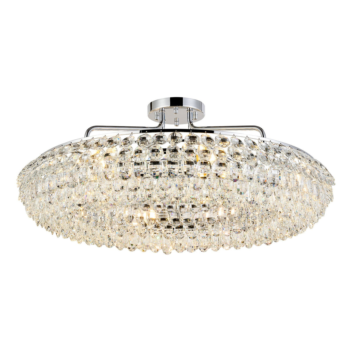 Coniston 18 Light Ring Crystal Semi-Flush Ceiling Light - Polished Chrome