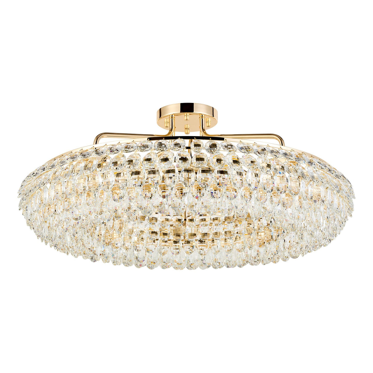 Coniston 18 Light Ring Crystal Semi-Flush Ceiling Light - French Gold