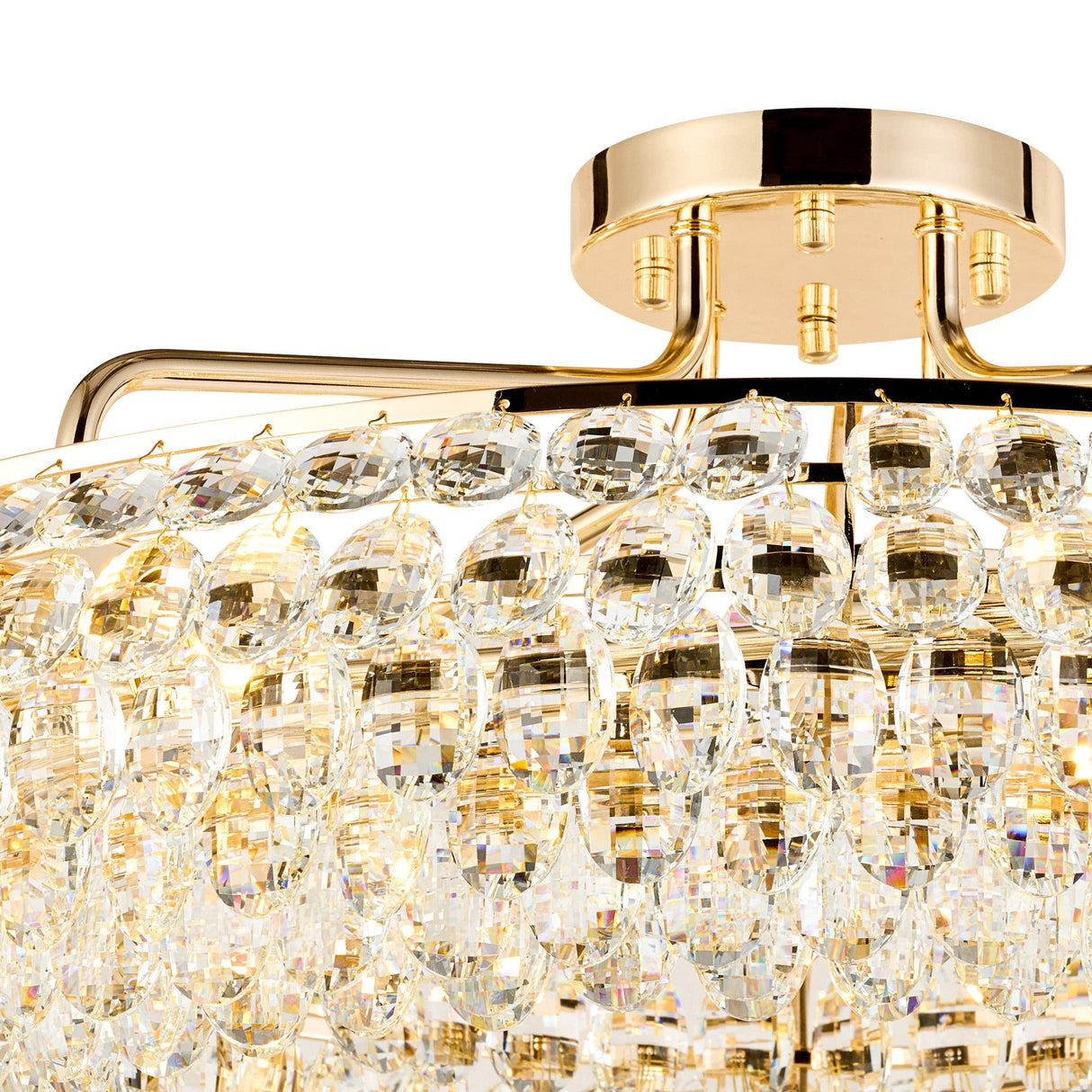 Coniston 18 Light Ring Crystal Semi-Flush Ceiling Light - French Gold