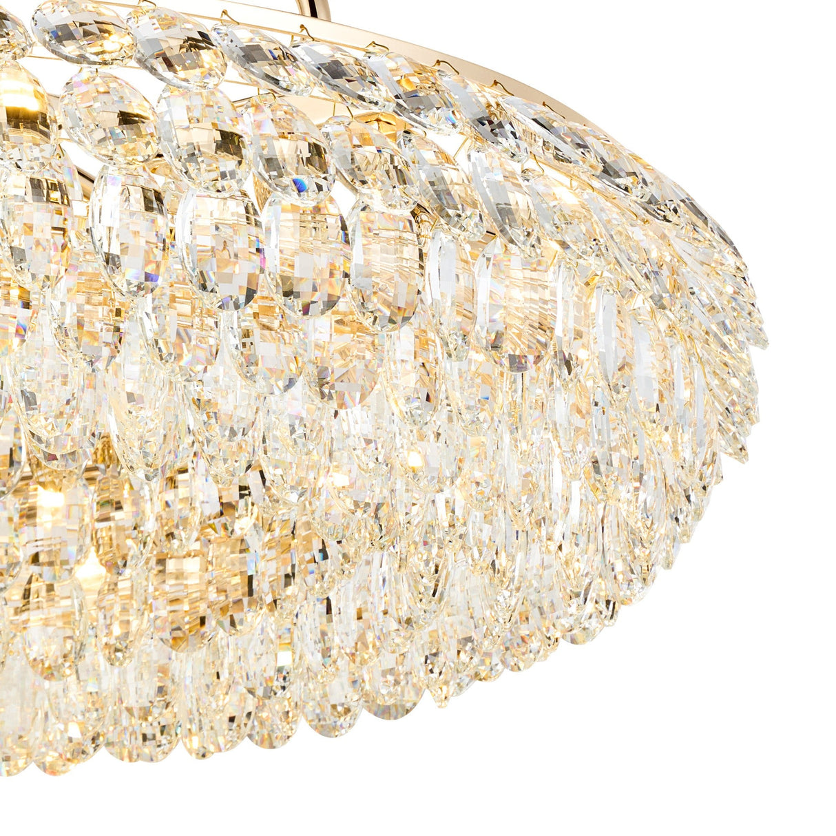 Coniston 18 Light Ring Crystal Semi-Flush Ceiling Light - French Gold