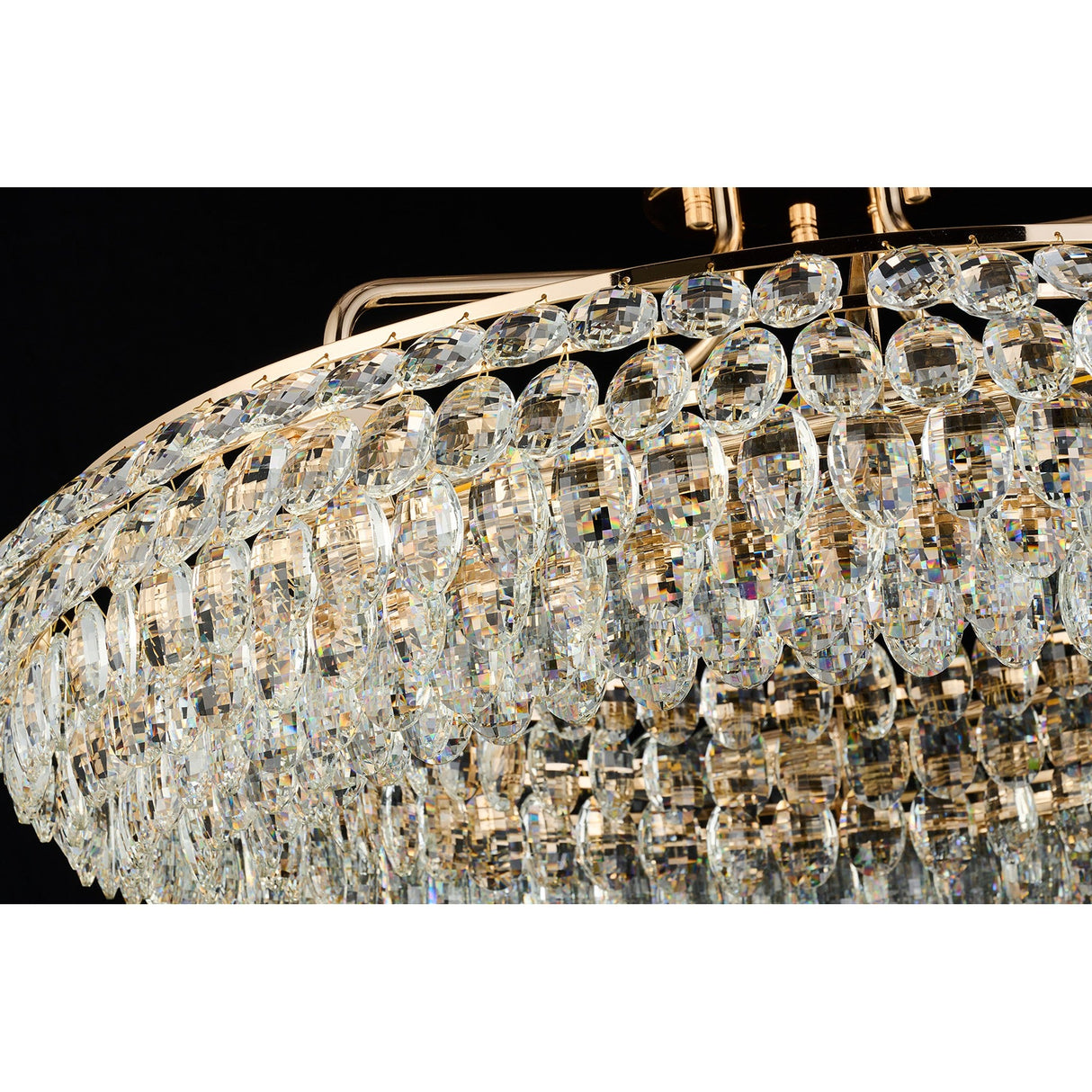 Coniston 18 Light Ring Crystal Semi-Flush Ceiling Light - French Gold