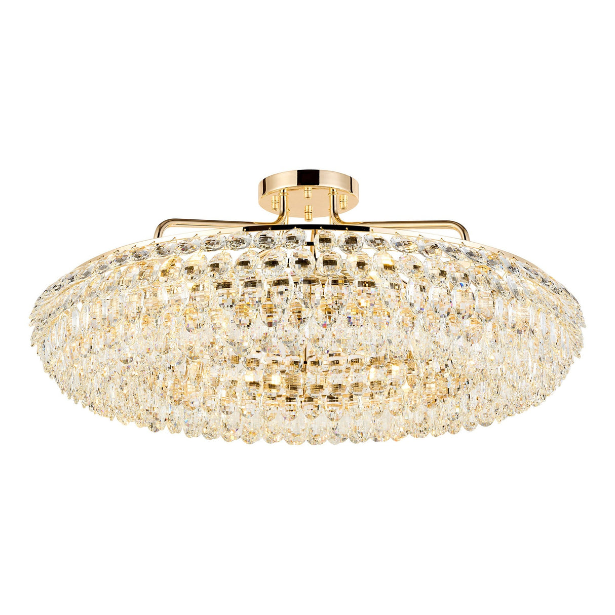 Coniston 18 Light Ring Crystal Semi-Flush Ceiling Light - French Gold