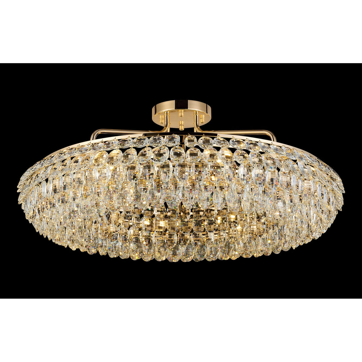 Coniston 18 Light Ring Crystal Semi-Flush Ceiling Light - French Gold