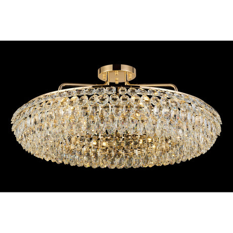 Coniston 18 Light Ring Crystal Semi-Flush Ceiling Light - French Gold