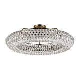 Coniston 4 Light Ring Crystal Semi-Flush Ceiling Light - Antique Brass