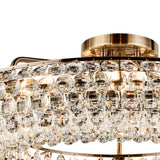 Coniston 4 Light Ring Crystal Semi-Flush Ceiling Light - Antique Brass