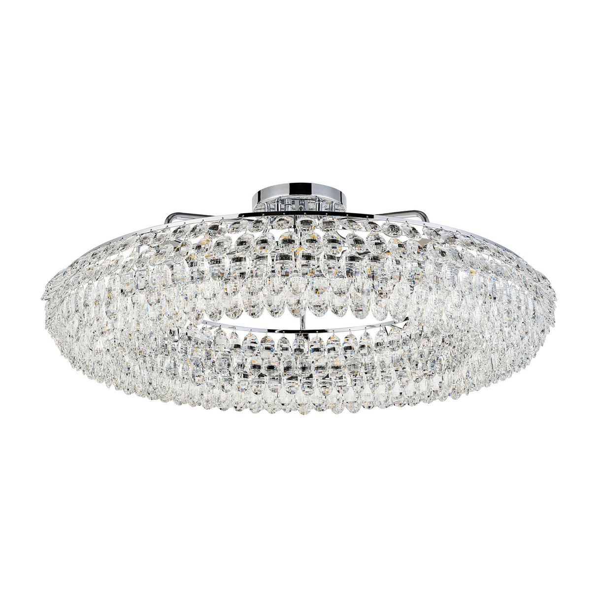 Coniston 4 Light Ring Crystal Semi-Flush Ceiling Light - Polished Chrome