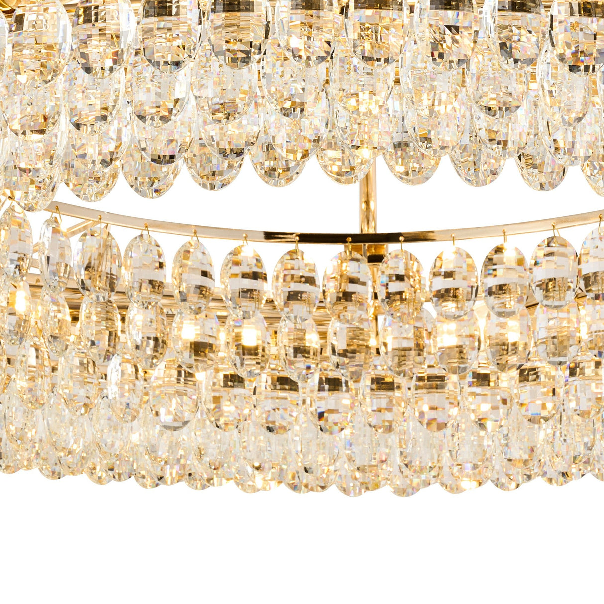 Coniston 4 Light Ring Crystal Semi-Flush Ceiling Light - French Gold