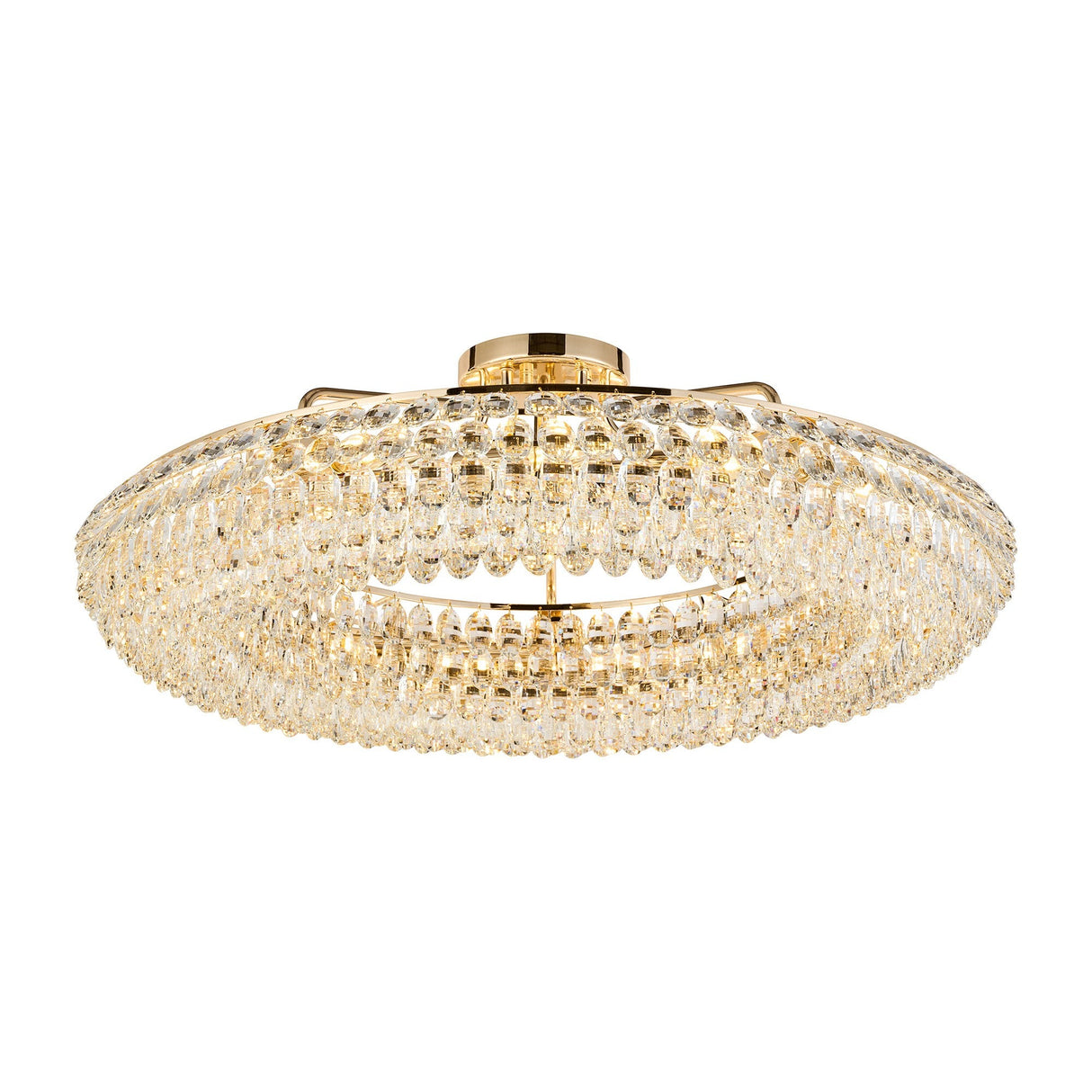 Coniston 4 Light Ring Crystal Semi-Flush Ceiling Light - French Gold