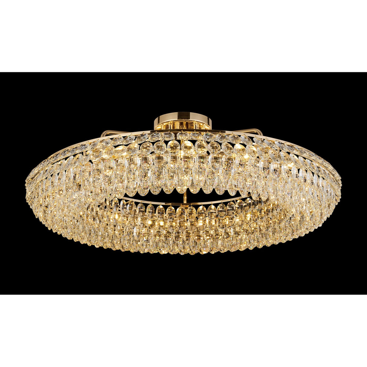 Coniston 4 Light Ring Crystal Semi-Flush Ceiling Light - French Gold