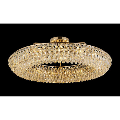 Coniston 4 Light Ring Crystal Semi-Flush Ceiling Light - French Gold