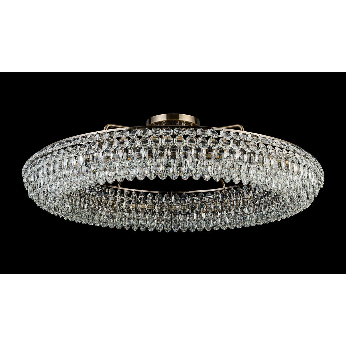 Coniston 6 Light Ring Crystal Semi-Flush Ceiling Light - Antique Brass