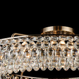 Coniston 6 Light Ring Crystal Semi-Flush Ceiling Light - Antique Brass