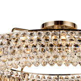 Coniston 6 Light Ring Crystal Semi-Flush Ceiling Light - Antique Brass