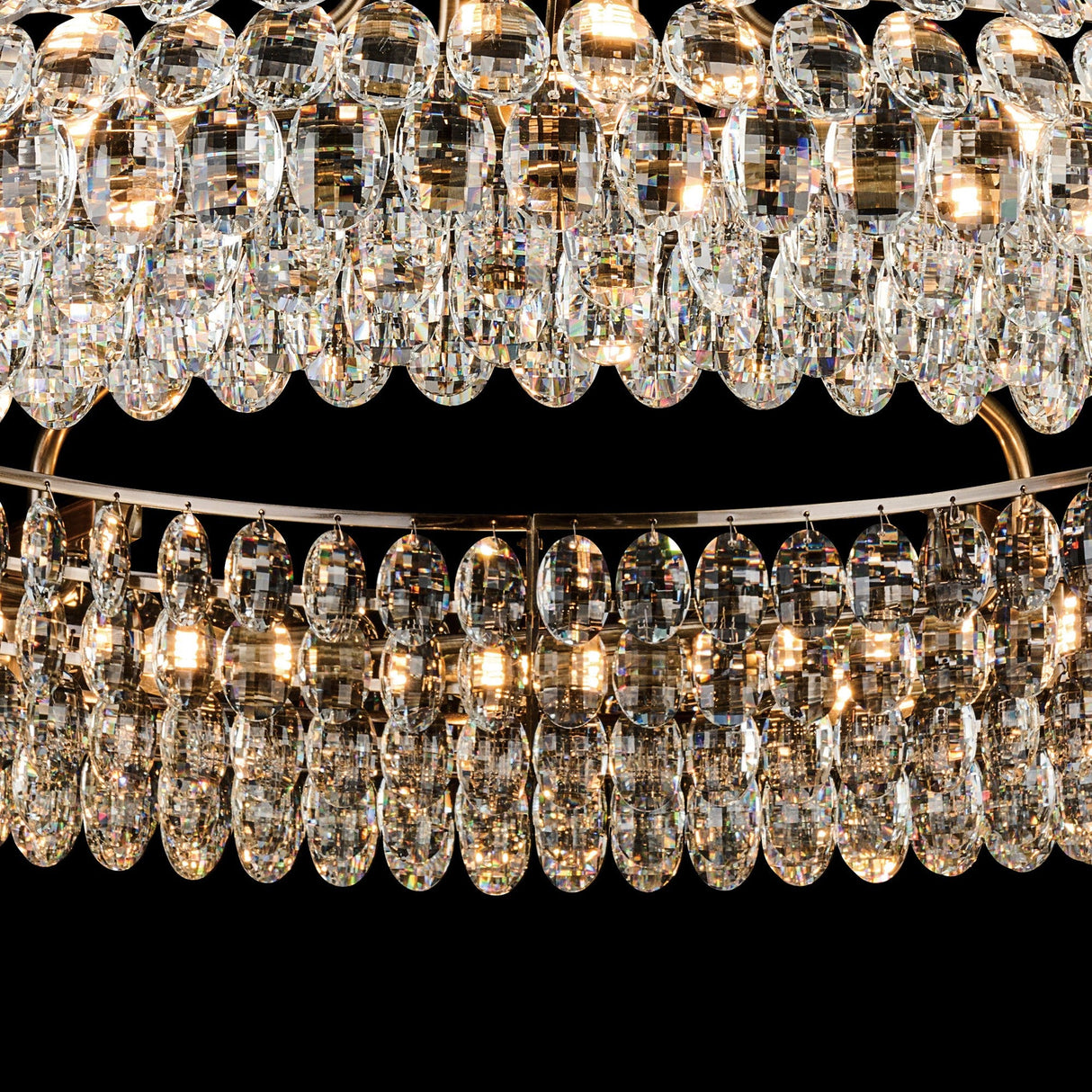 Coniston 6 Light Ring Crystal Semi-Flush Ceiling Light - Antique Brass