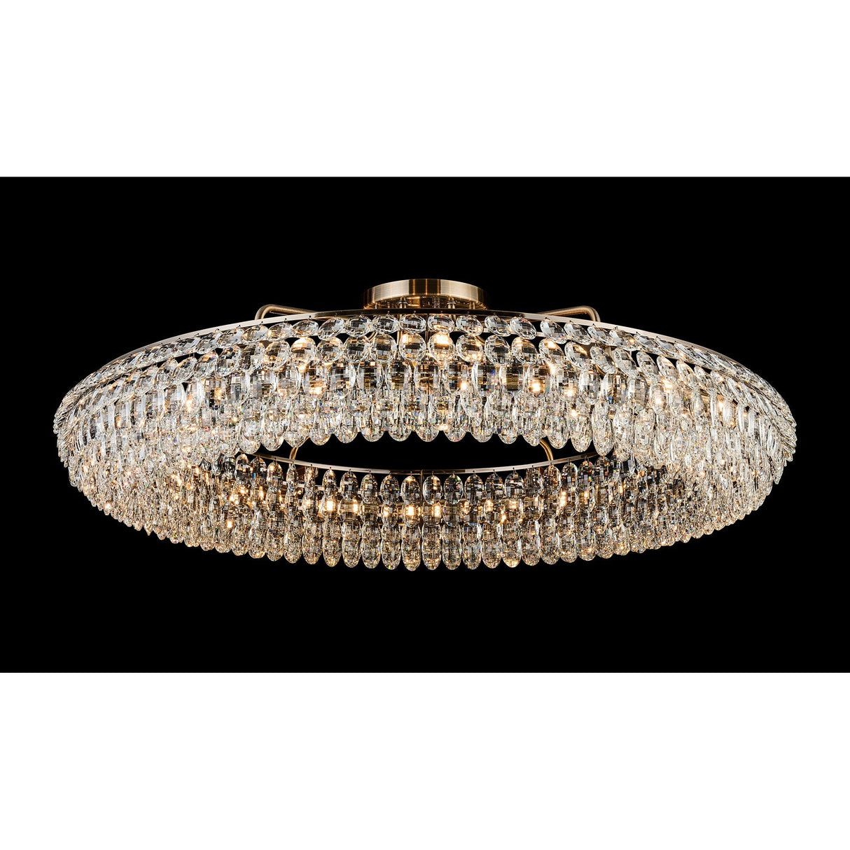 Coniston 6 Light Ring Crystal Semi-Flush Ceiling Light - Antique Brass