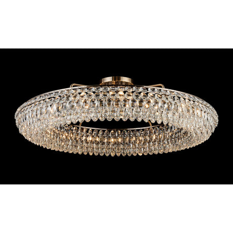 Coniston 6 Light Ring Crystal Semi-Flush Ceiling Light - Antique Brass