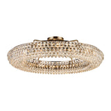 Coniston 6 Light Ring Crystal Semi-Flush Ceiling Light - Antique Brass