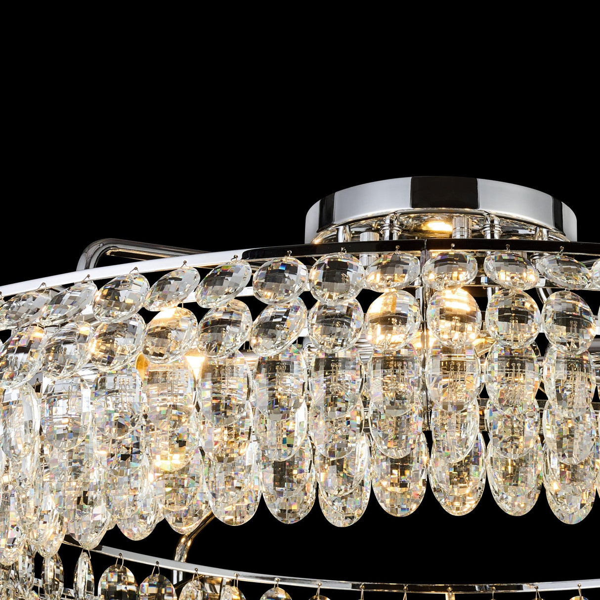 Coniston 6 Light Ring Crystal Semi-Flush Ceiling Light - Polished Chrome