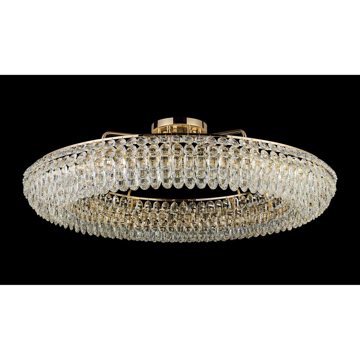 Coniston 6 Light Ring Crystal Semi-Flush Ceiling Light - French Gold