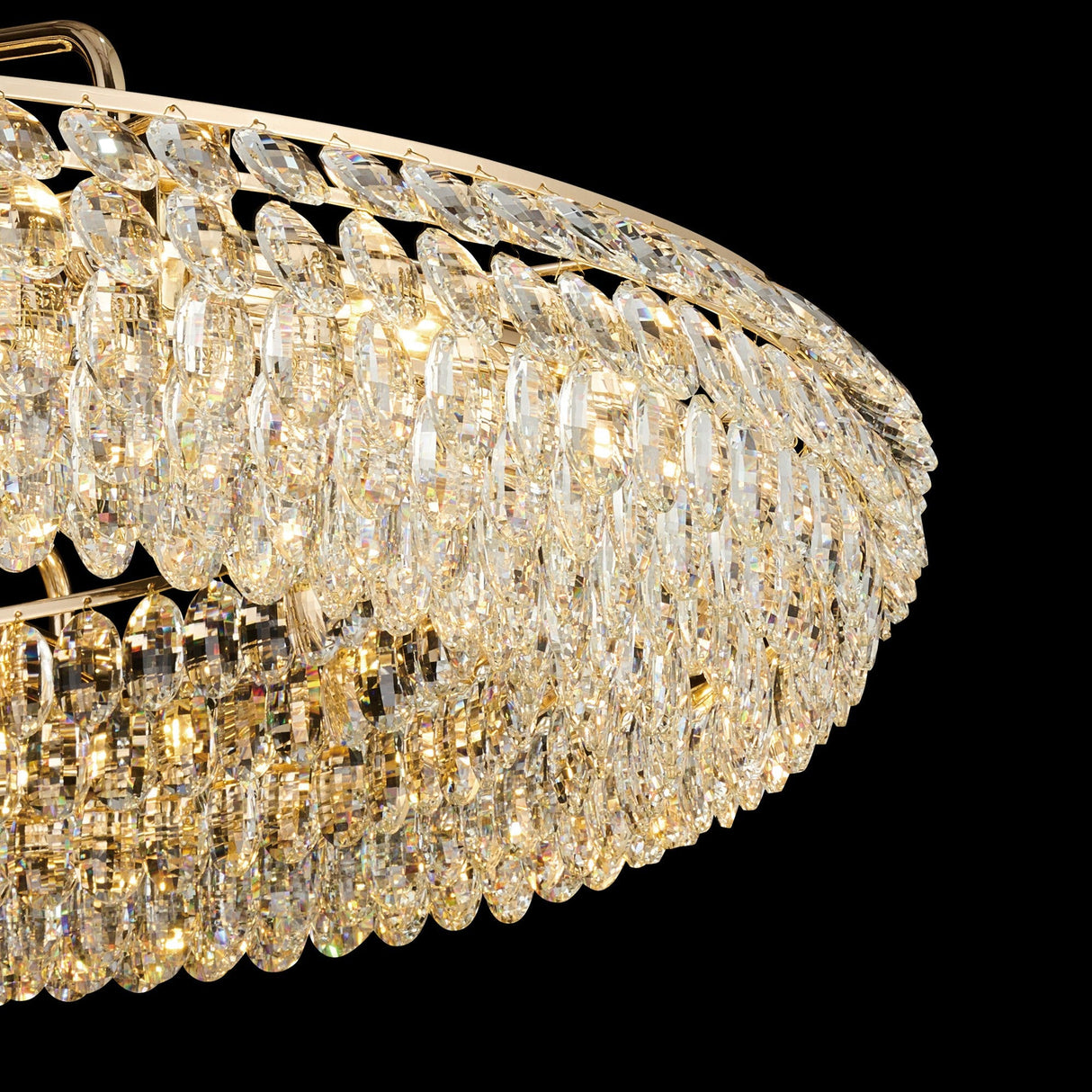 Coniston 6 Light Ring Crystal Semi-Flush Ceiling Light - French Gold