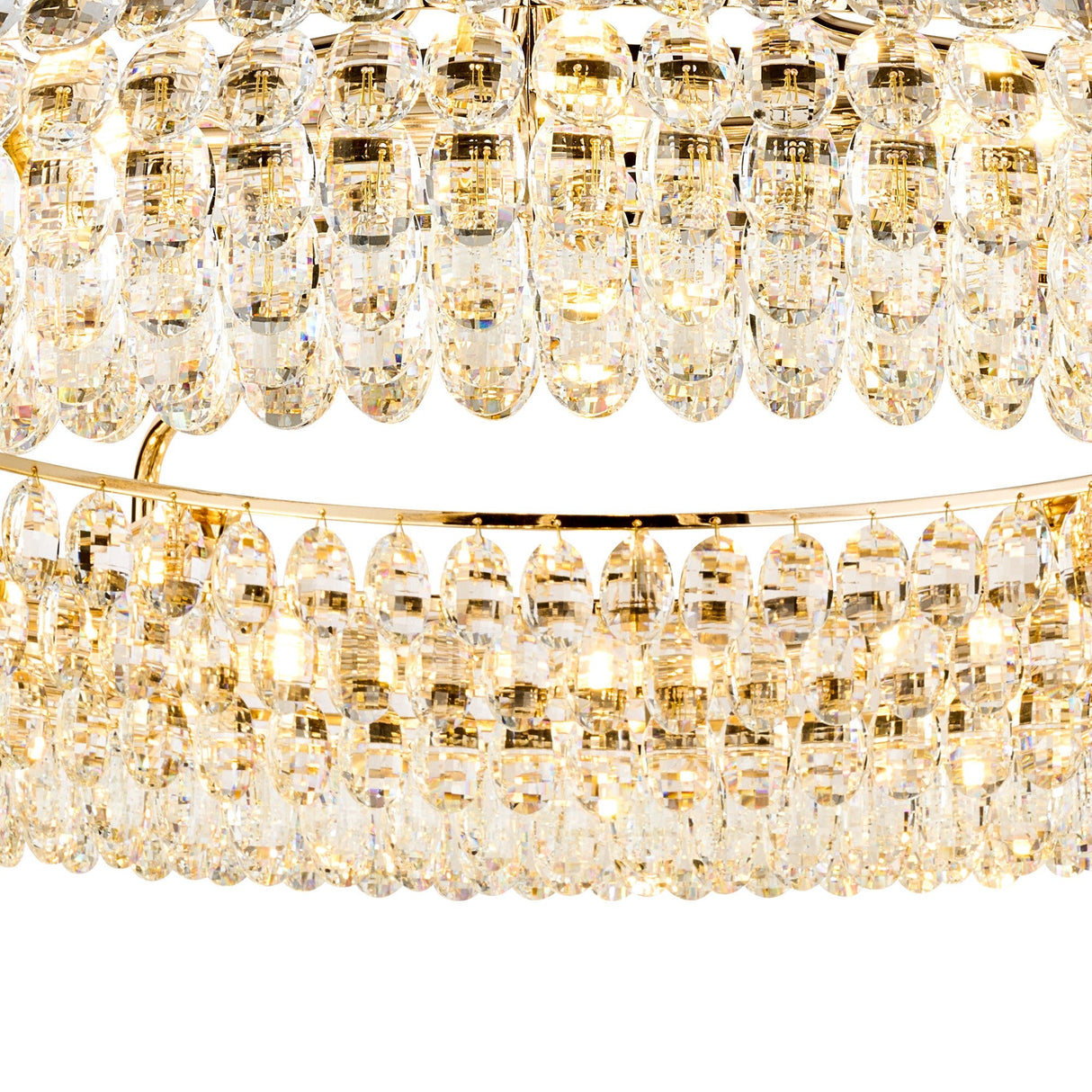 Coniston 6 Light Ring Crystal Semi-Flush Ceiling Light - French Gold