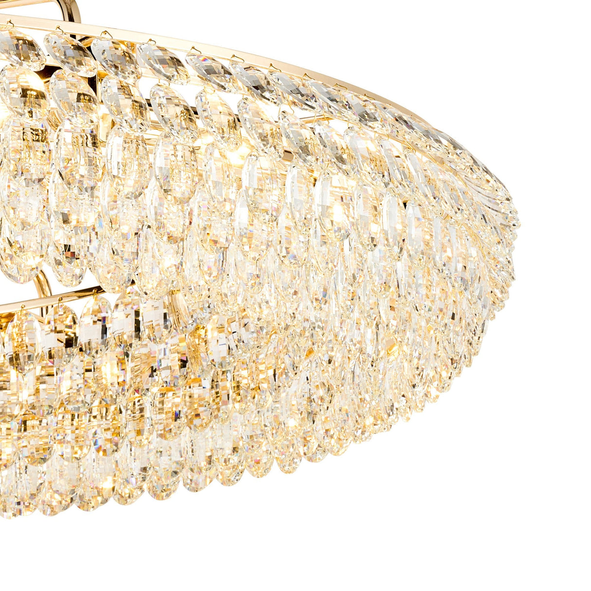Coniston 6 Light Ring Crystal Semi-Flush Ceiling Light - French Gold