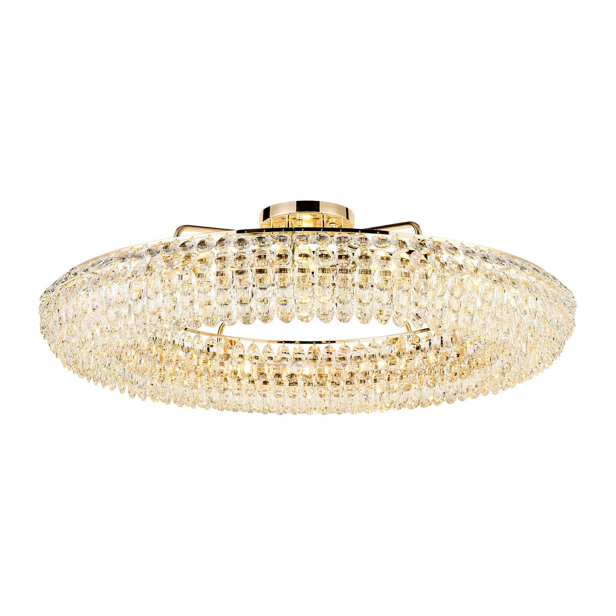 Coniston 6 Light Ring Crystal Semi-Flush Ceiling Light - French Gold