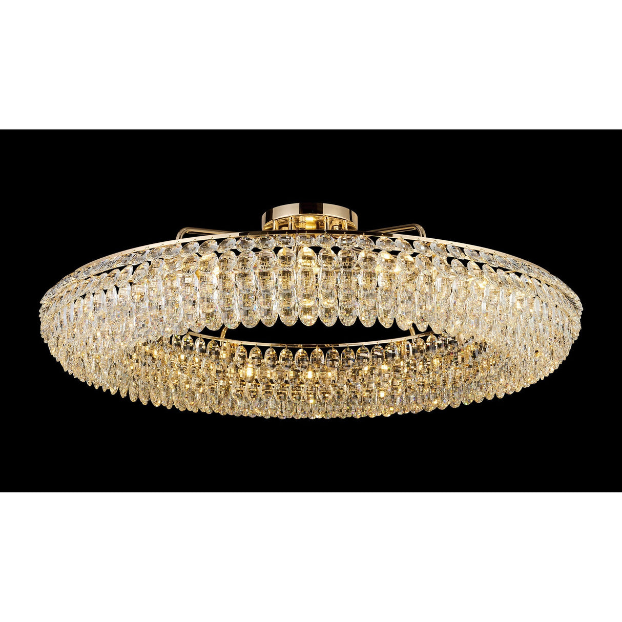 Coniston 6 Light Ring Crystal Semi-Flush Ceiling Light - French Gold