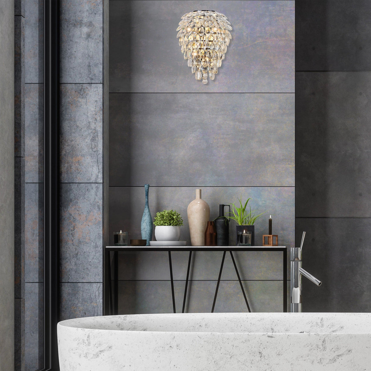 Coniston 4 Light Bathroom Crystal Wall Light - Chrome