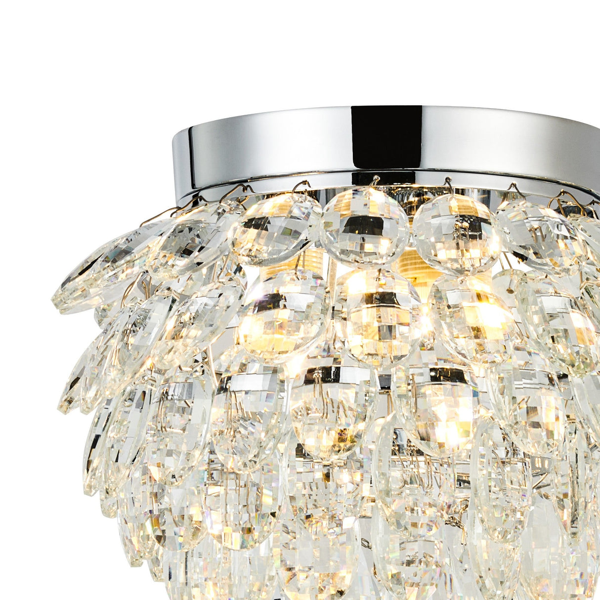 Coniston 3 Light Bathroom Crystal Flush Ceiling Light - Polished Chrome