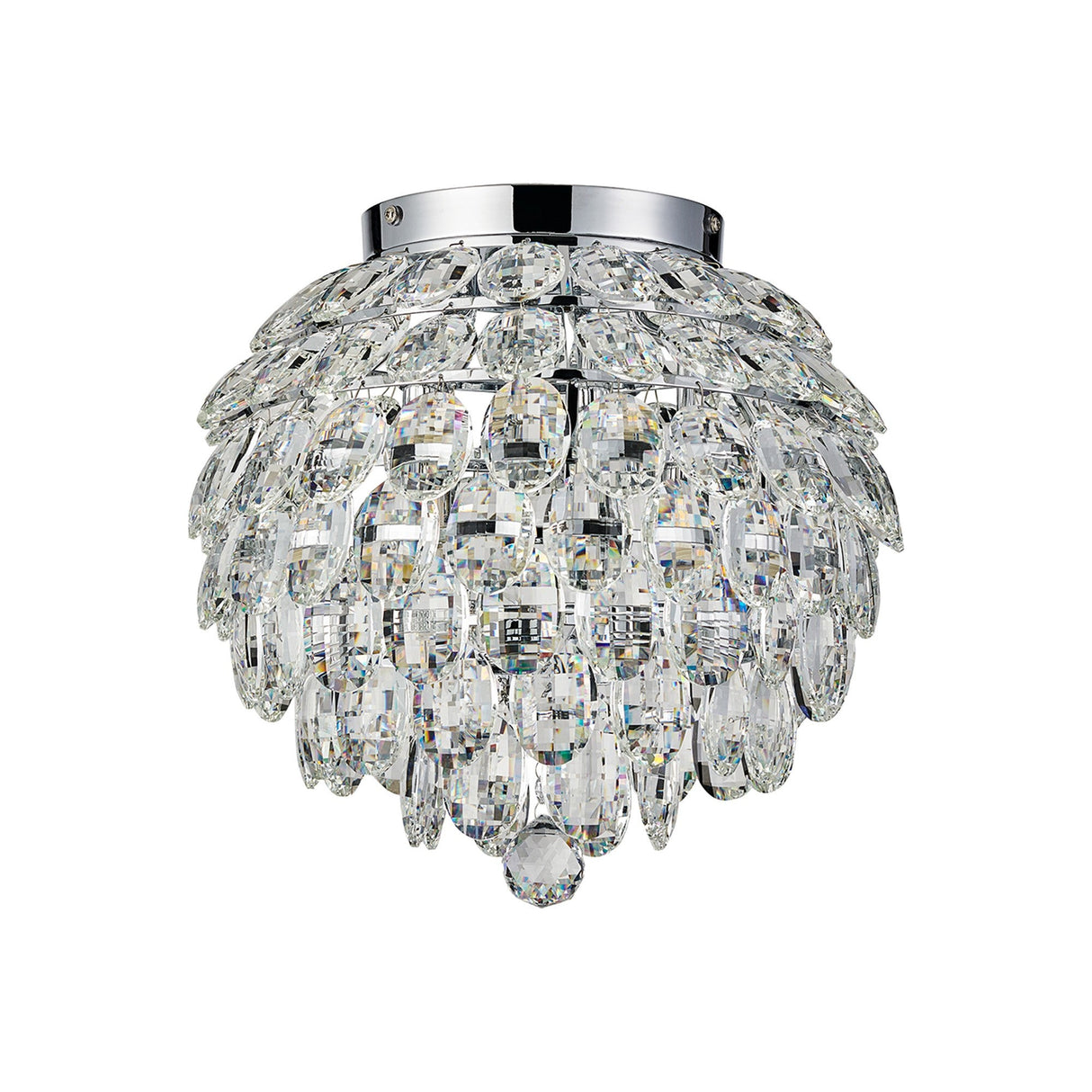 Coniston 5 Light Bathroom Crystal Flush Ceiling Light - Polished Chrome