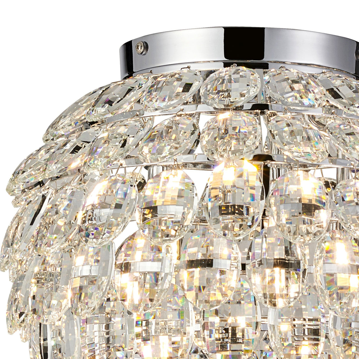 Coniston 5 Light Bathroom Crystal Flush Ceiling Light - Polished Chrome