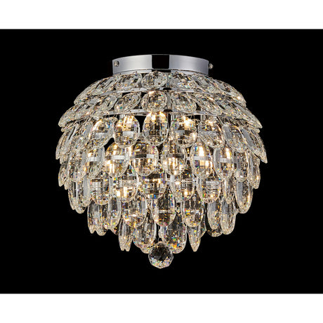 Coniston 5 Light Bathroom Crystal Flush Ceiling Light - Polished Chrome