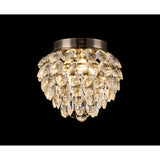 Coniston 3 Light Bathroom Crystal Flush Ceiling Light - Antique Brass