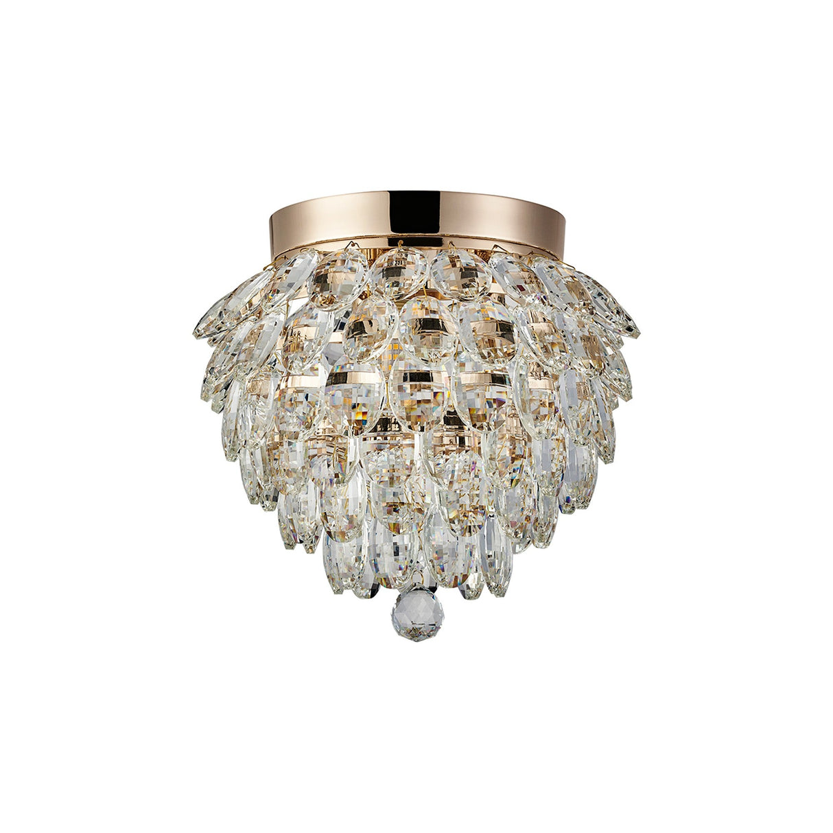 Coniston 3 Light Bathroom Crystal Flush Ceiling Light - French Gold