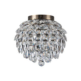 Coniston 5 Light Bathroom Crystal Flush Ceiling Light - Antique Brass