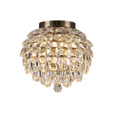 Coniston 5 Light Bathroom Crystal Flush Ceiling Light - Antique Brass