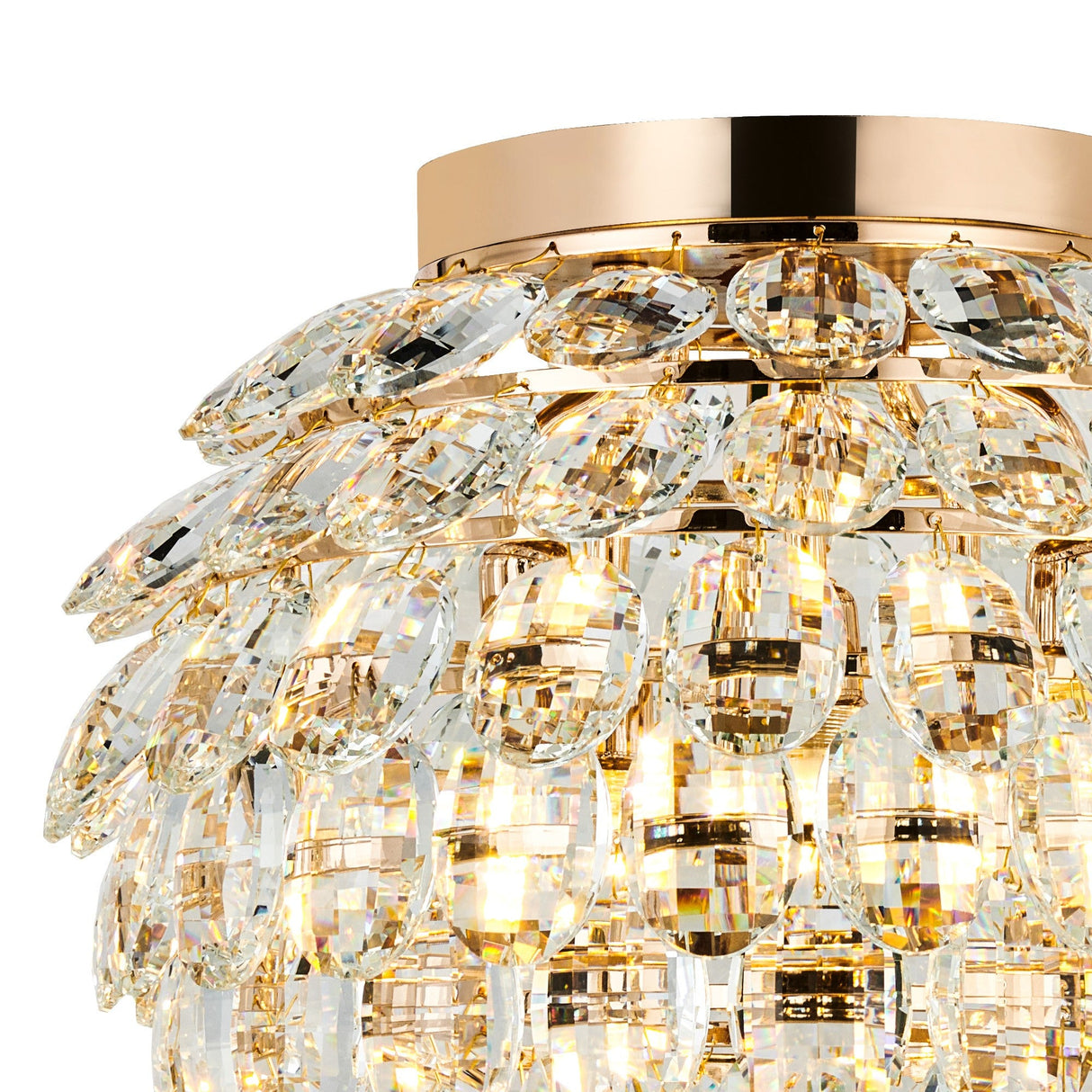 Coniston 5 Light Bathroom Crystal Flush Ceiling Light - French Gold