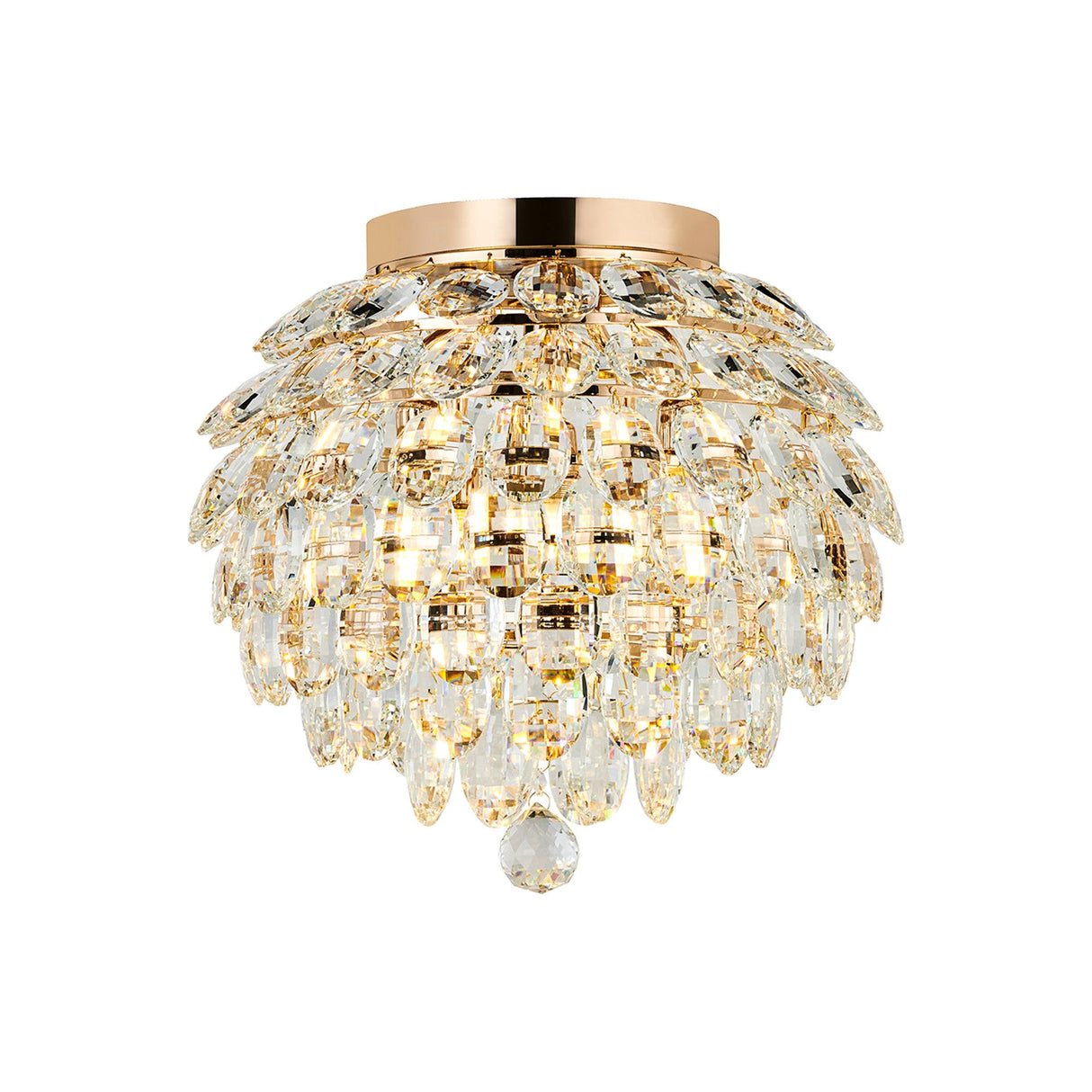 Coniston 5 Light Bathroom Crystal Flush Ceiling Light - French Gold