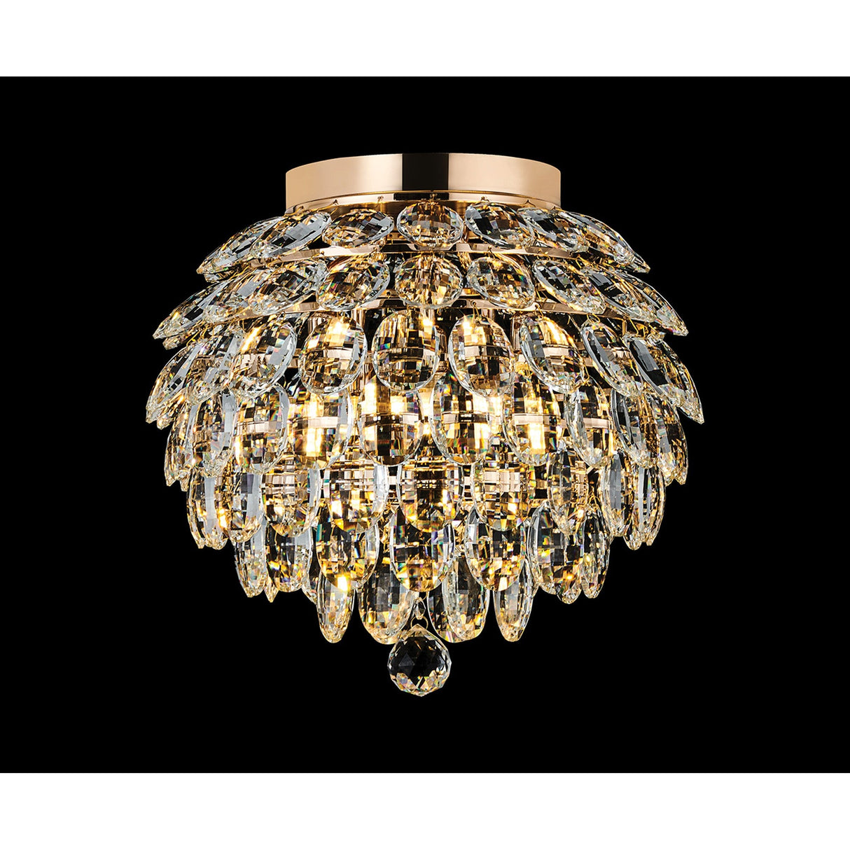 Coniston 5 Light Bathroom Crystal Flush Ceiling Light - French Gold