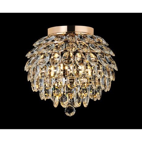 Coniston 5 Light Bathroom Crystal Flush Ceiling Light - French Gold