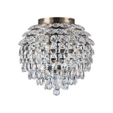 Coniston 8 Light Bathroom Crystal Flush Ceiling Light - Antique Brass