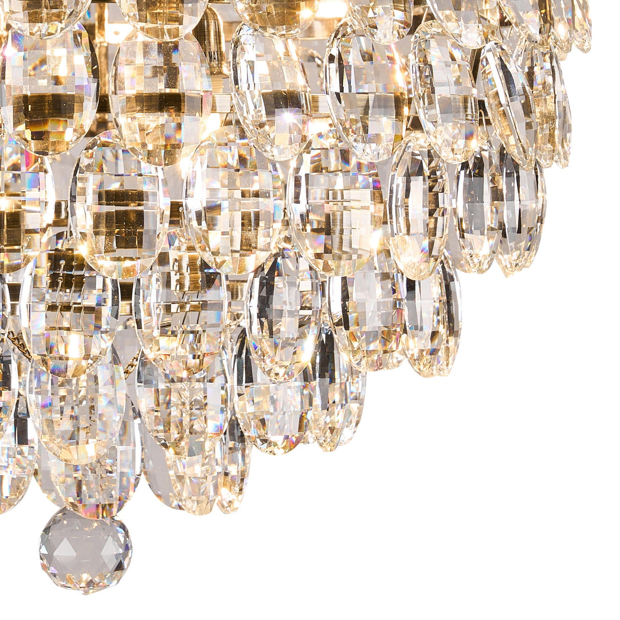 Coniston 8 Light Bathroom Crystal Flush Ceiling Light - Antique Brass